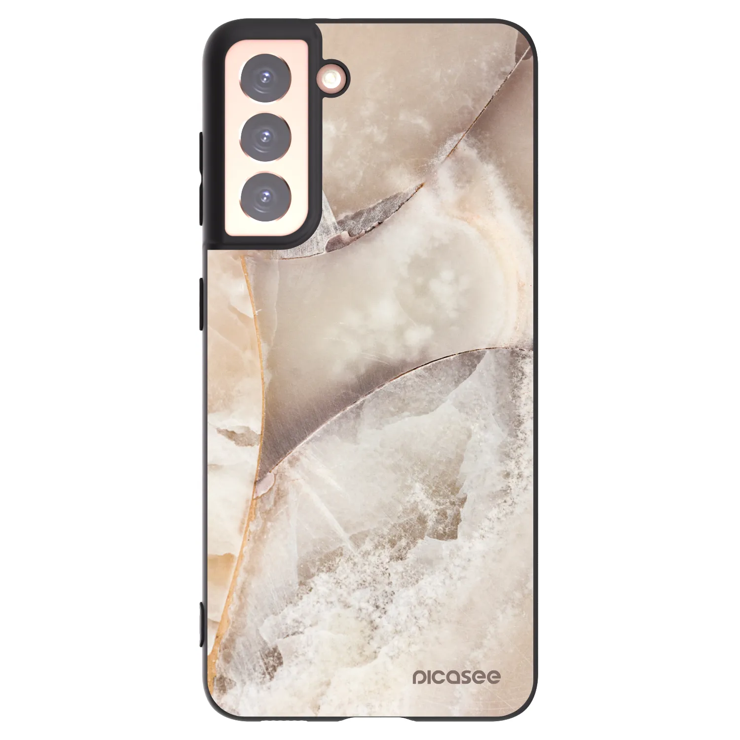 Picasee silikonový černý obal pro Samsung Galaxy S21 5G G991B - Cream marble
