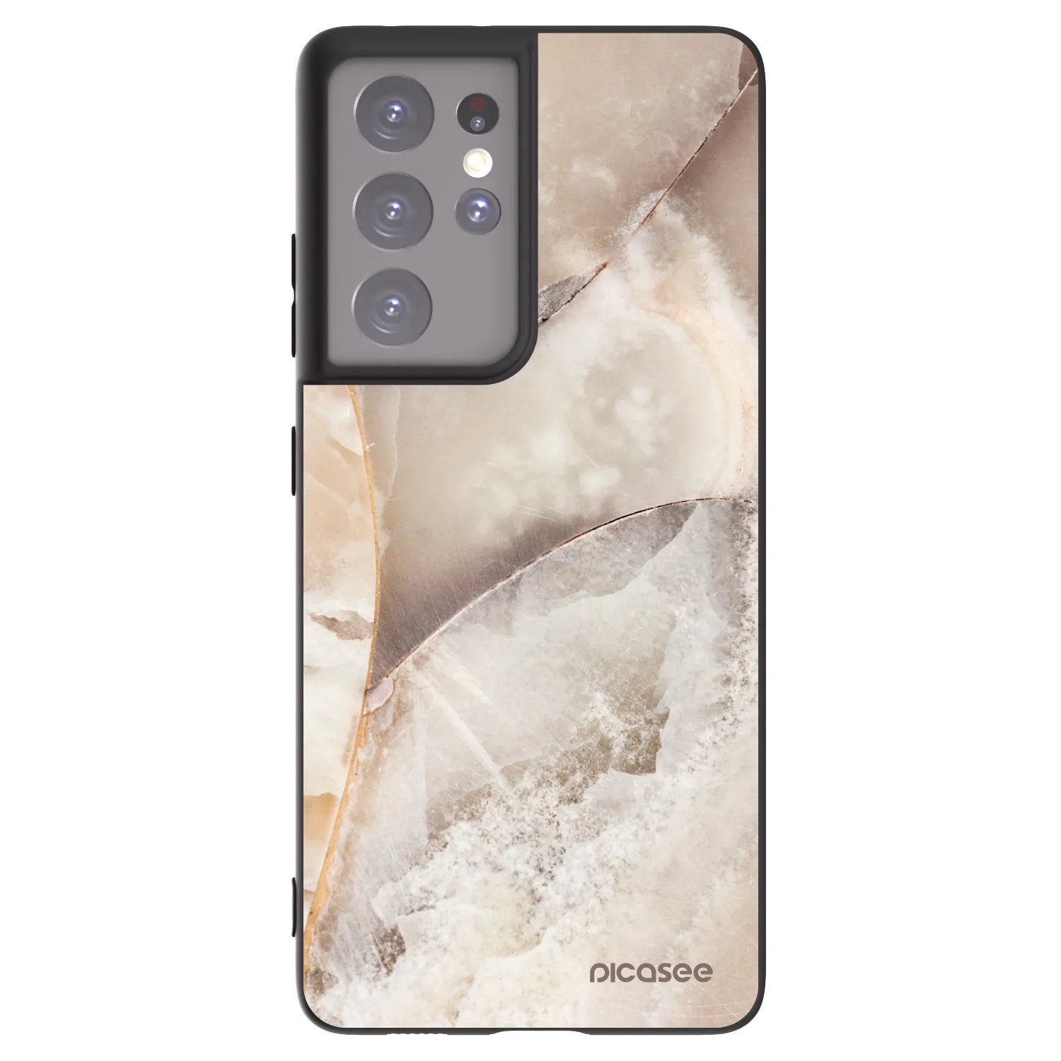 Picasee silikonový černý obal pro Samsung Galaxy S21 Ultra 5G G998B - Cream marble