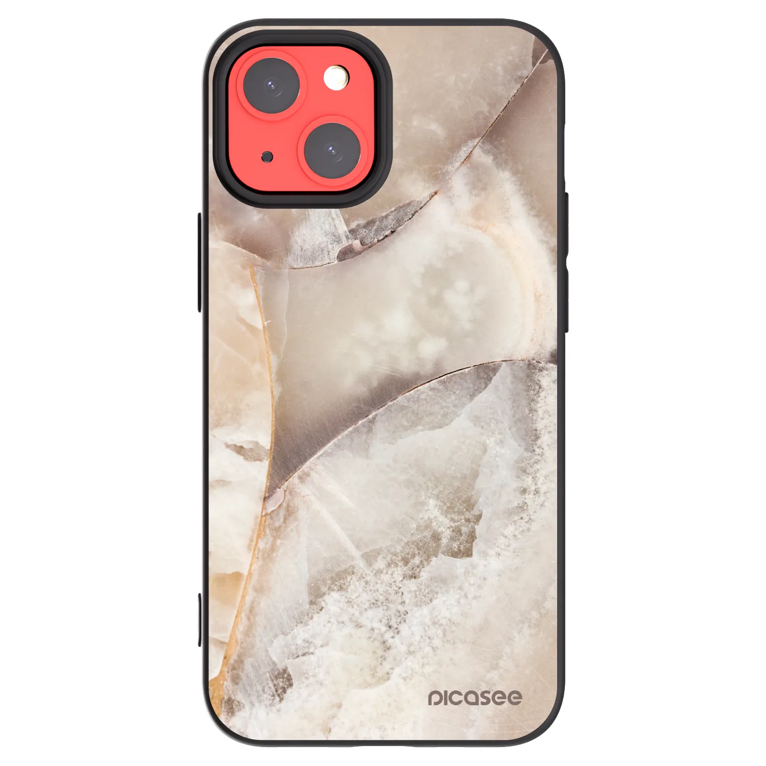 Picasee silikonový černý obal pro Apple iPhone 13 mini - Cream marble