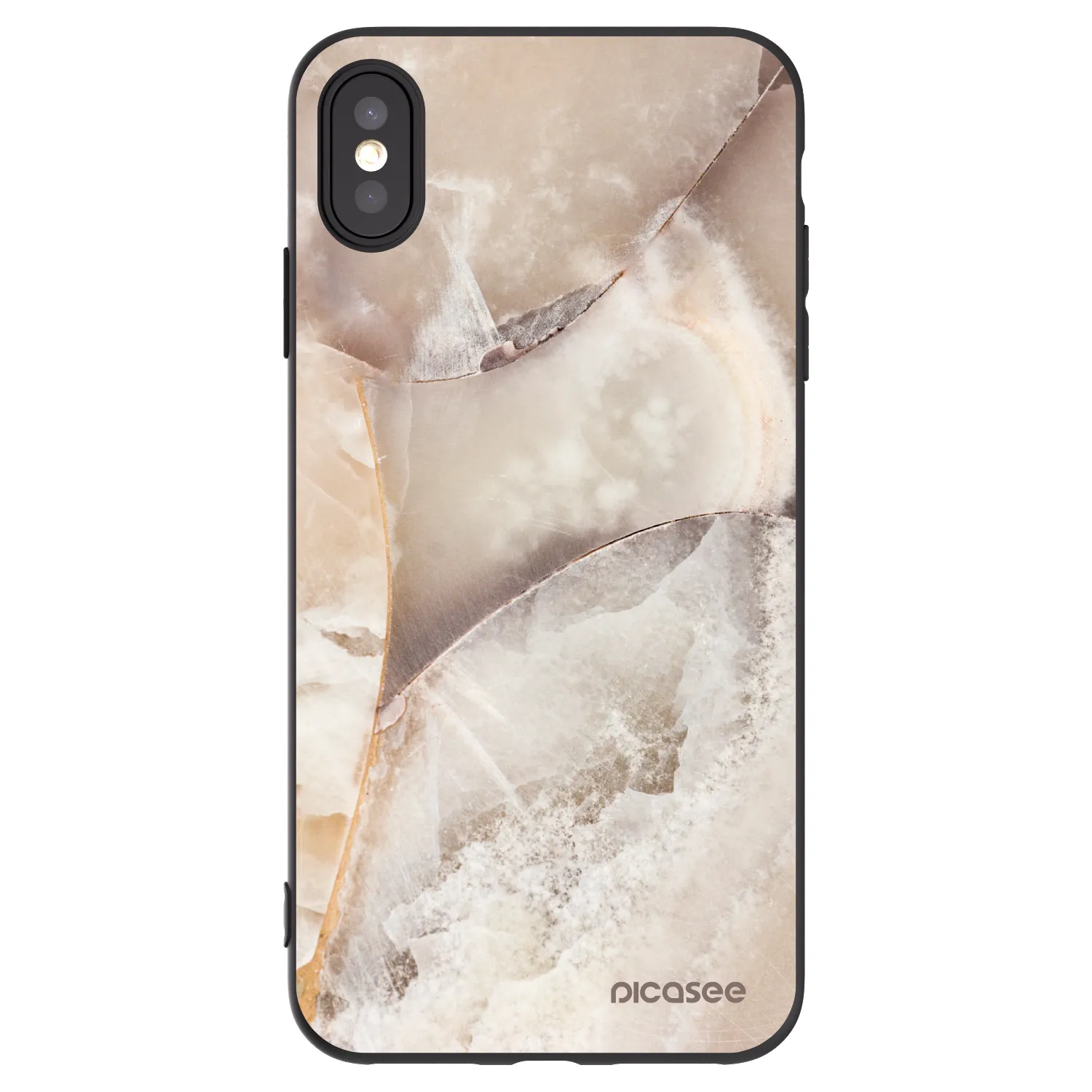 Picasee silikonový černý obal pro Apple iPhone XS Max - Cream marble
