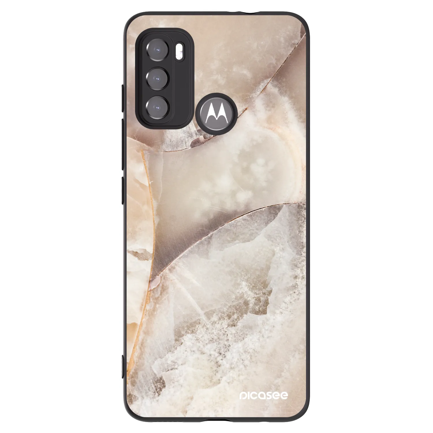 Picasee silikonový černý obal pro Motorola Moto G60 - Cream marble