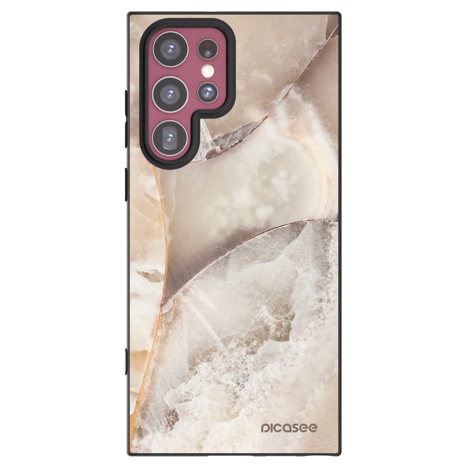 Picasee silikonový černý obal pro Samsung Galaxy S22 Ultra 5G - Cream marble