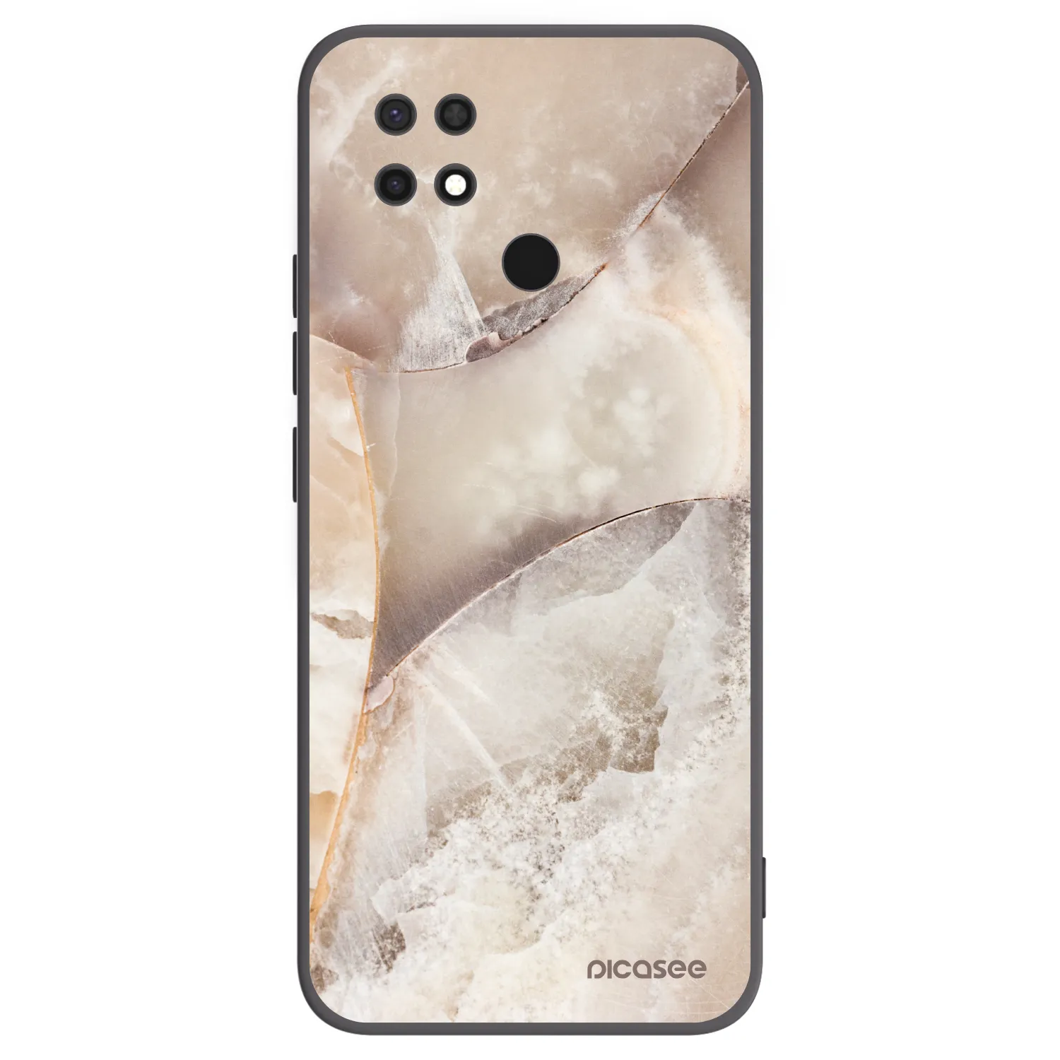 Picasee silikonový černý obal pro Xiaomi Redmi 10C - Cream marble