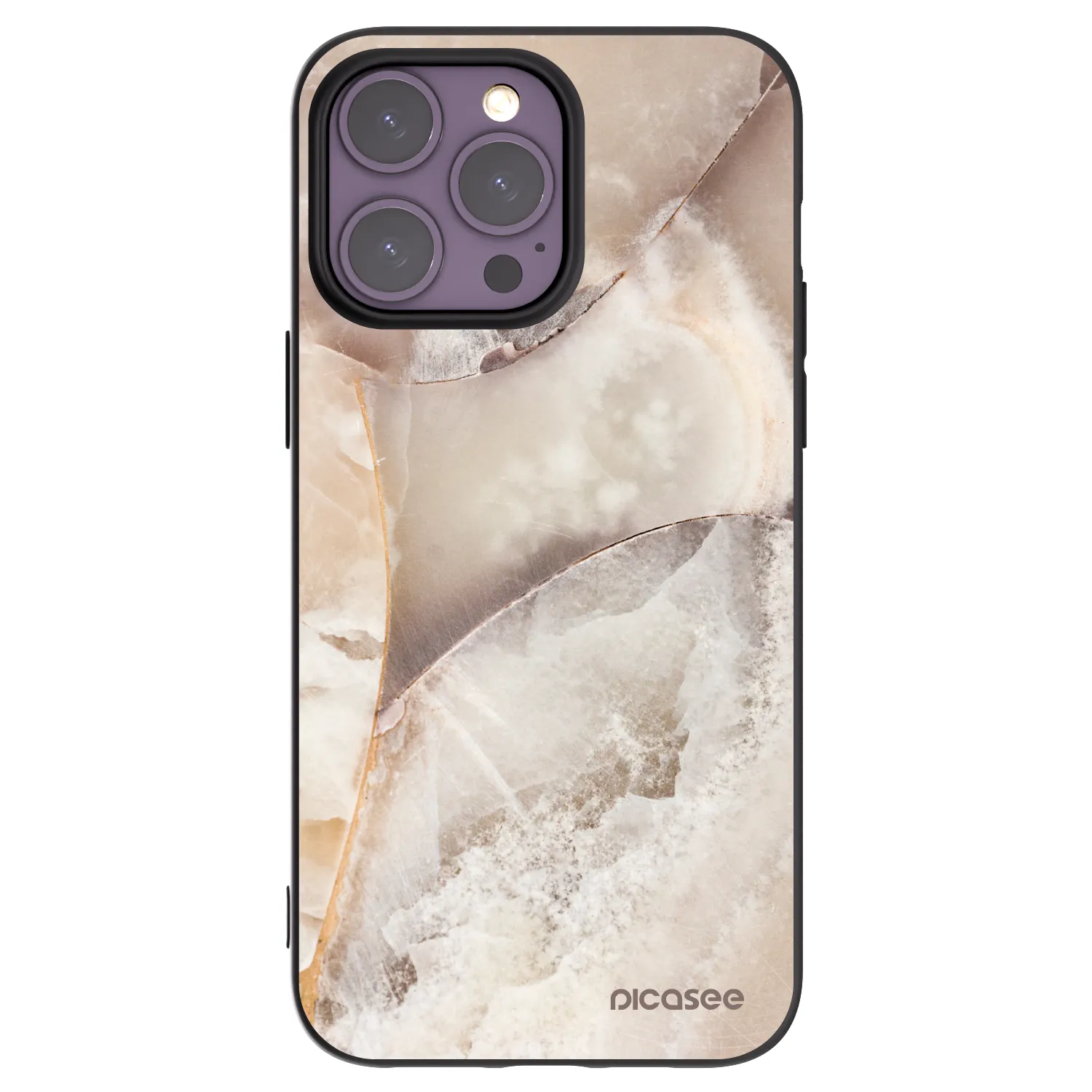 Picasee silikonový černý obal pro Apple iPhone 14 Pro Max - Cream marble