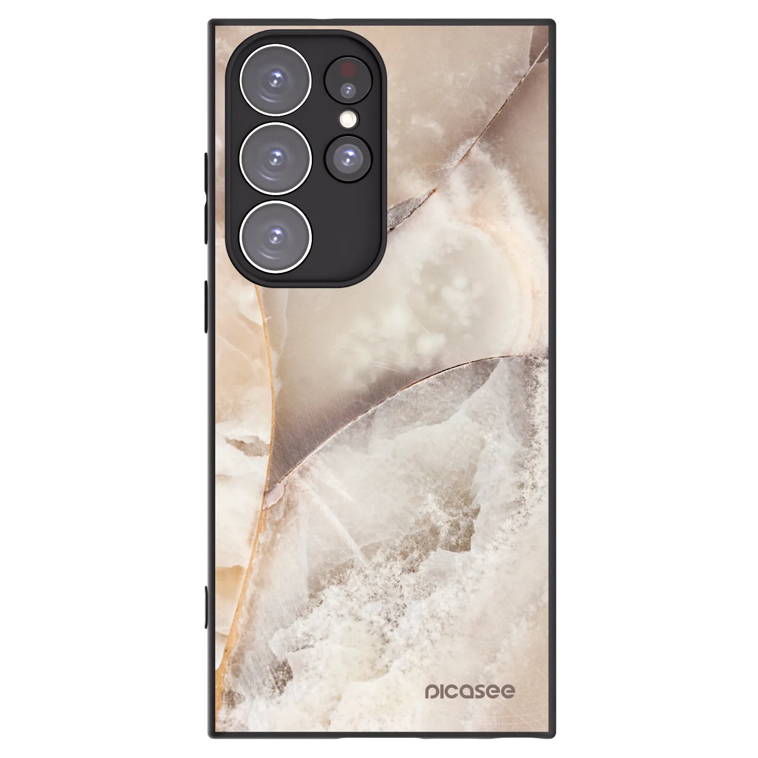 Picasee silikonový černý obal pro Samsung Galaxy S23 Ultra 5G - Cream marble