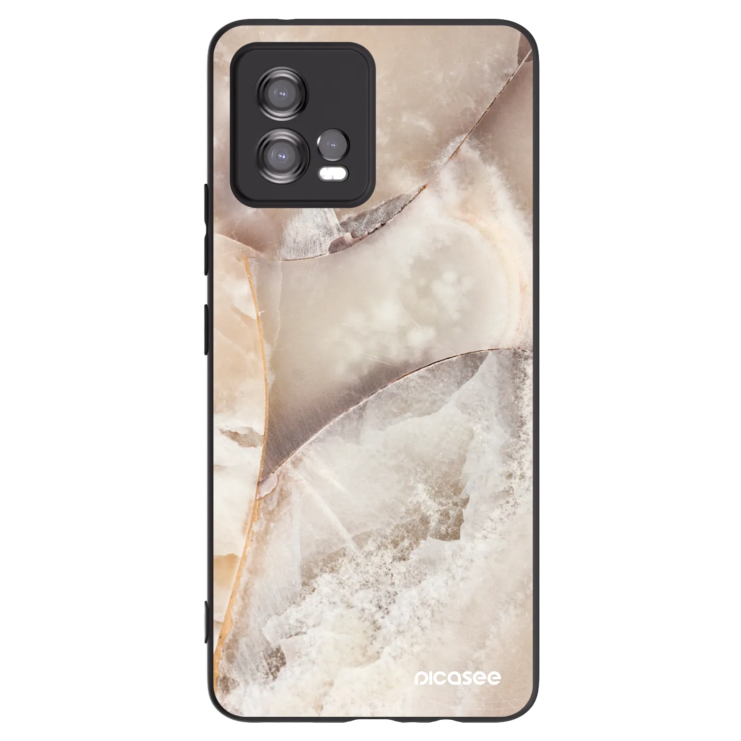 Picasee silikonový černý obal pro Motorola Moto G72 - Cream marble