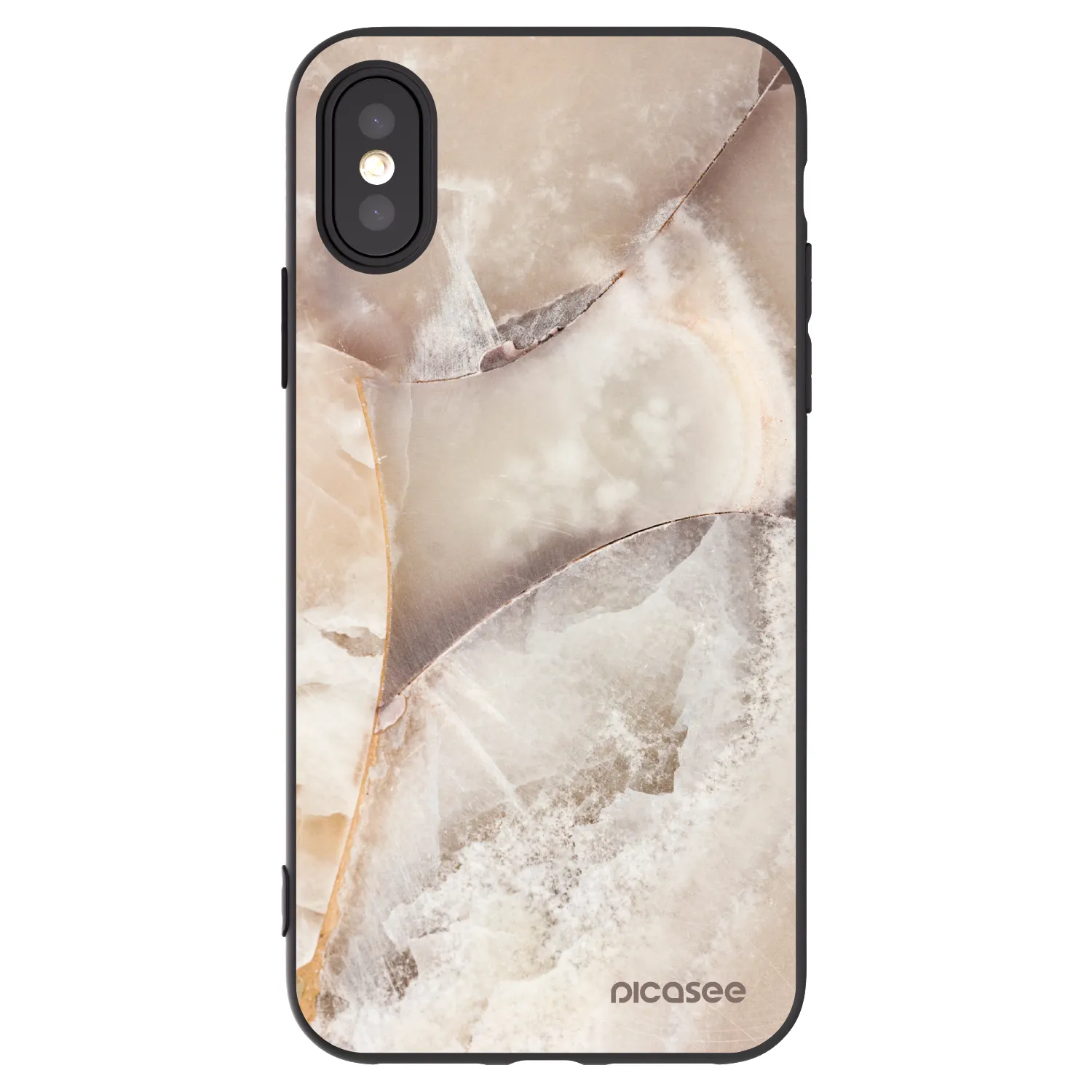 Picasee silikonový černý obal pro Apple iPhone X/XS - Cream marble