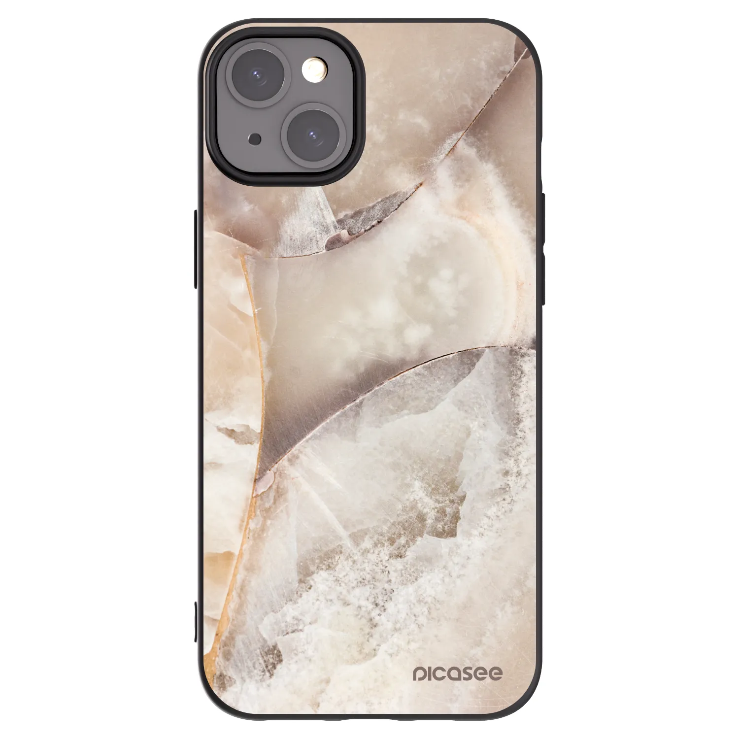 Picasee silikonový černý obal pro Apple iPhone 15 Plus - Cream marble