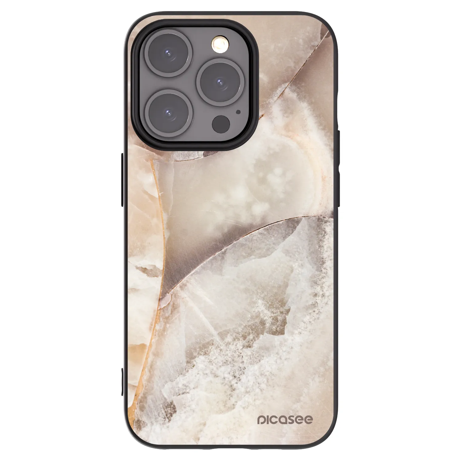 Picasee silikonový černý obal pro Apple iPhone 15 Pro - Cream marble