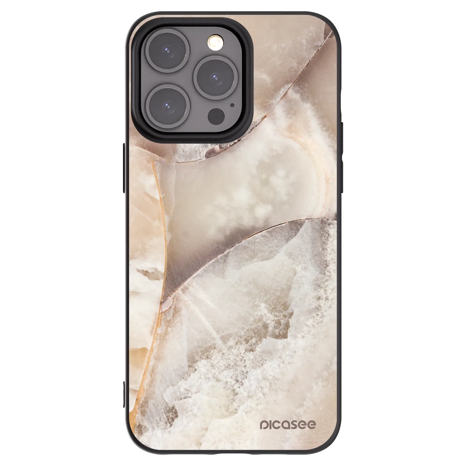 Picasee silikonový černý obal pro Apple iPhone 15 Pro Max - Cream marble
