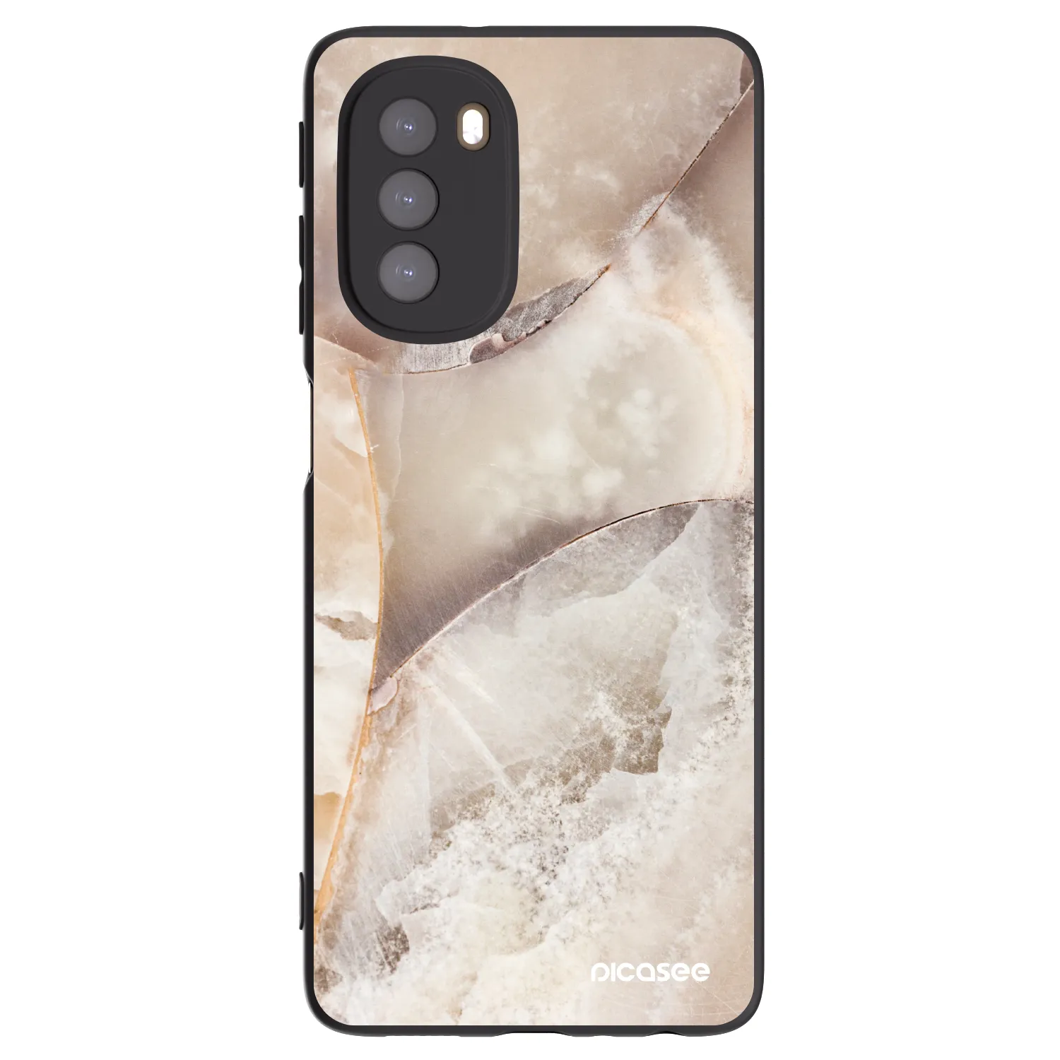 Picasee silikonový černý obal pro Motorola Moto G51 - Cream marble