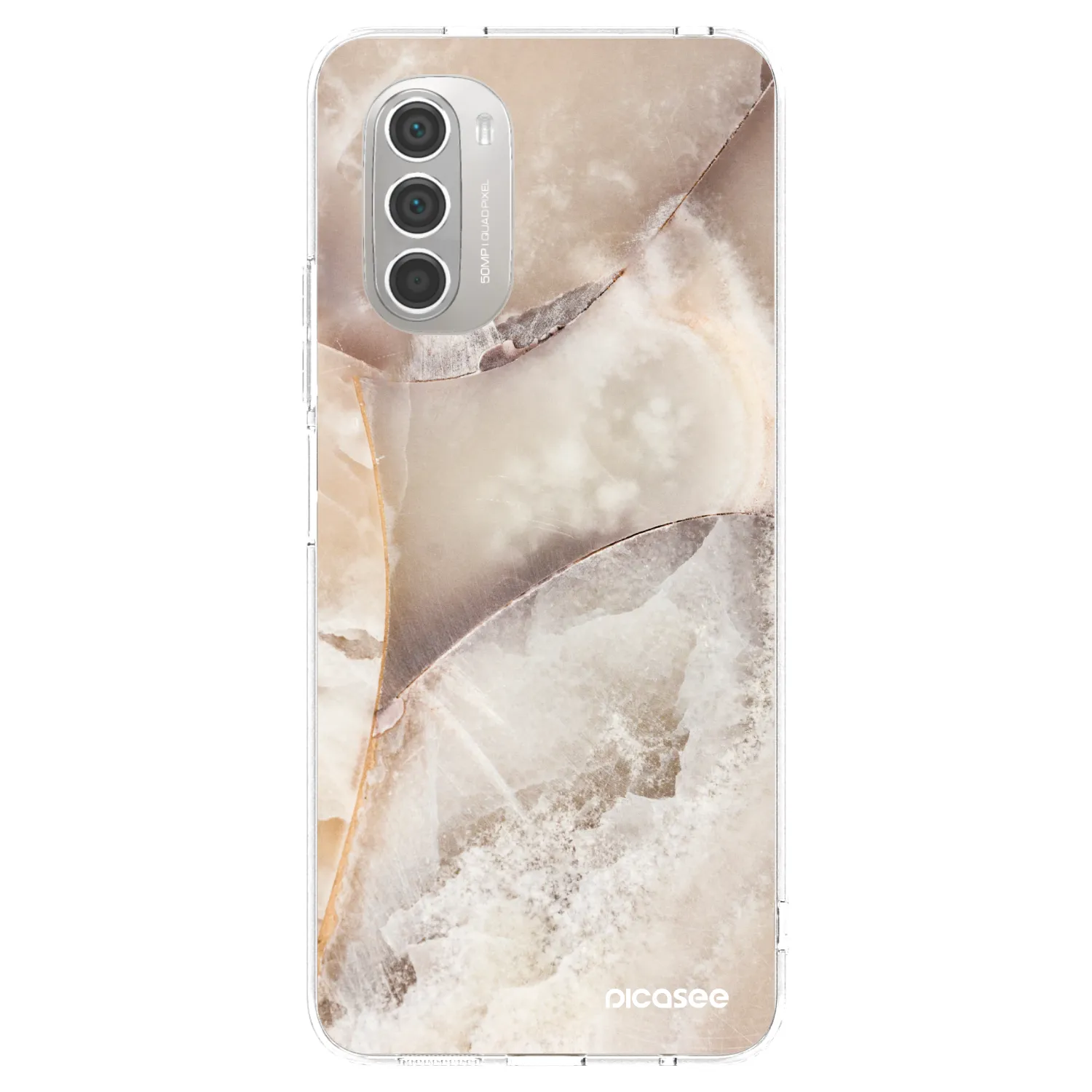 Picasee silikonový průhledný obal pro Motorola Moto G51 - Cream marble