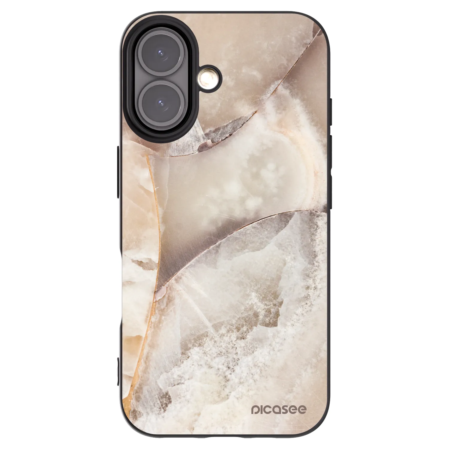 Picasee silikonový černý obal pro Apple iPhone 16 - Cream marble