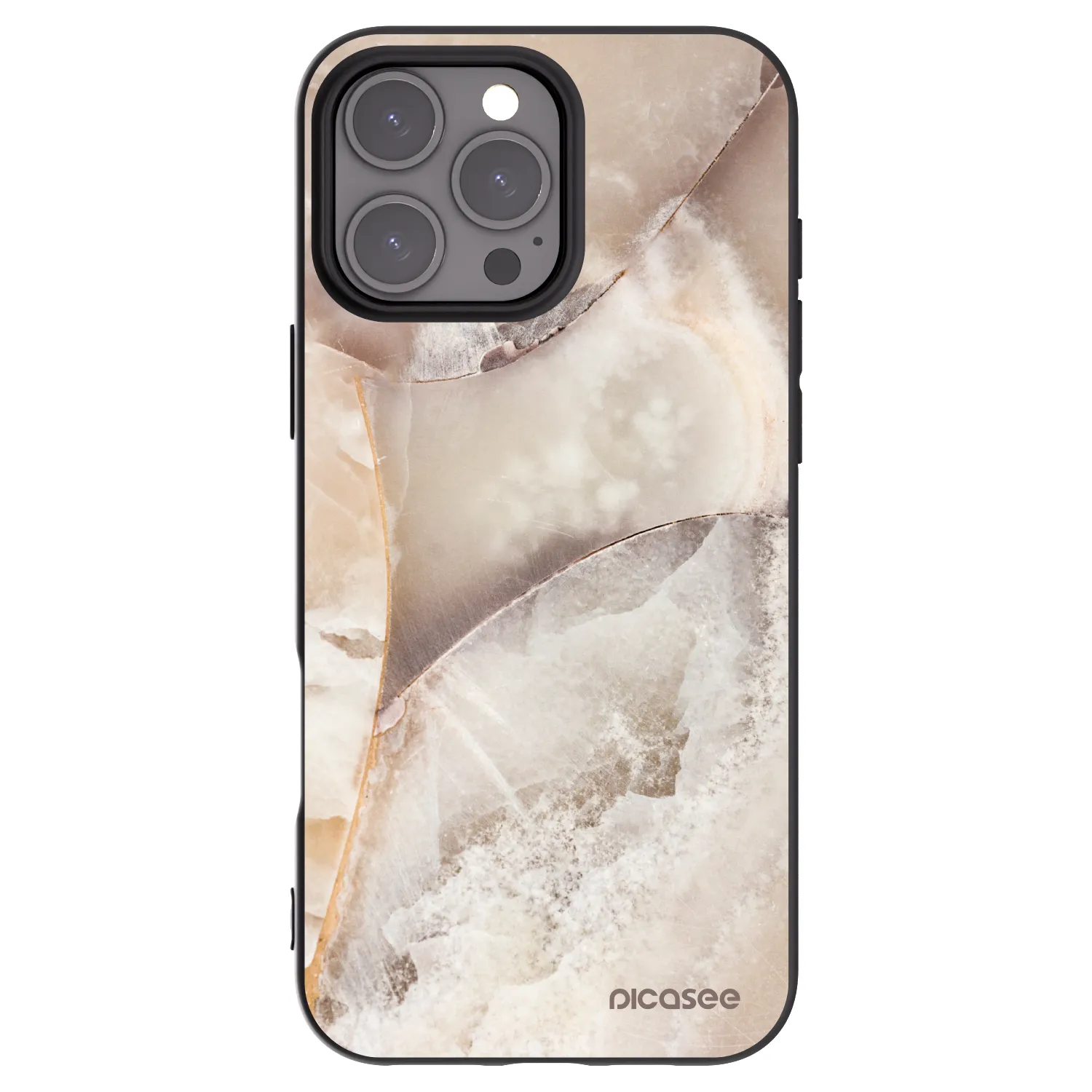 Picasee silikonový černý obal pro Apple iPhone 16 Pro Max - Cream marble