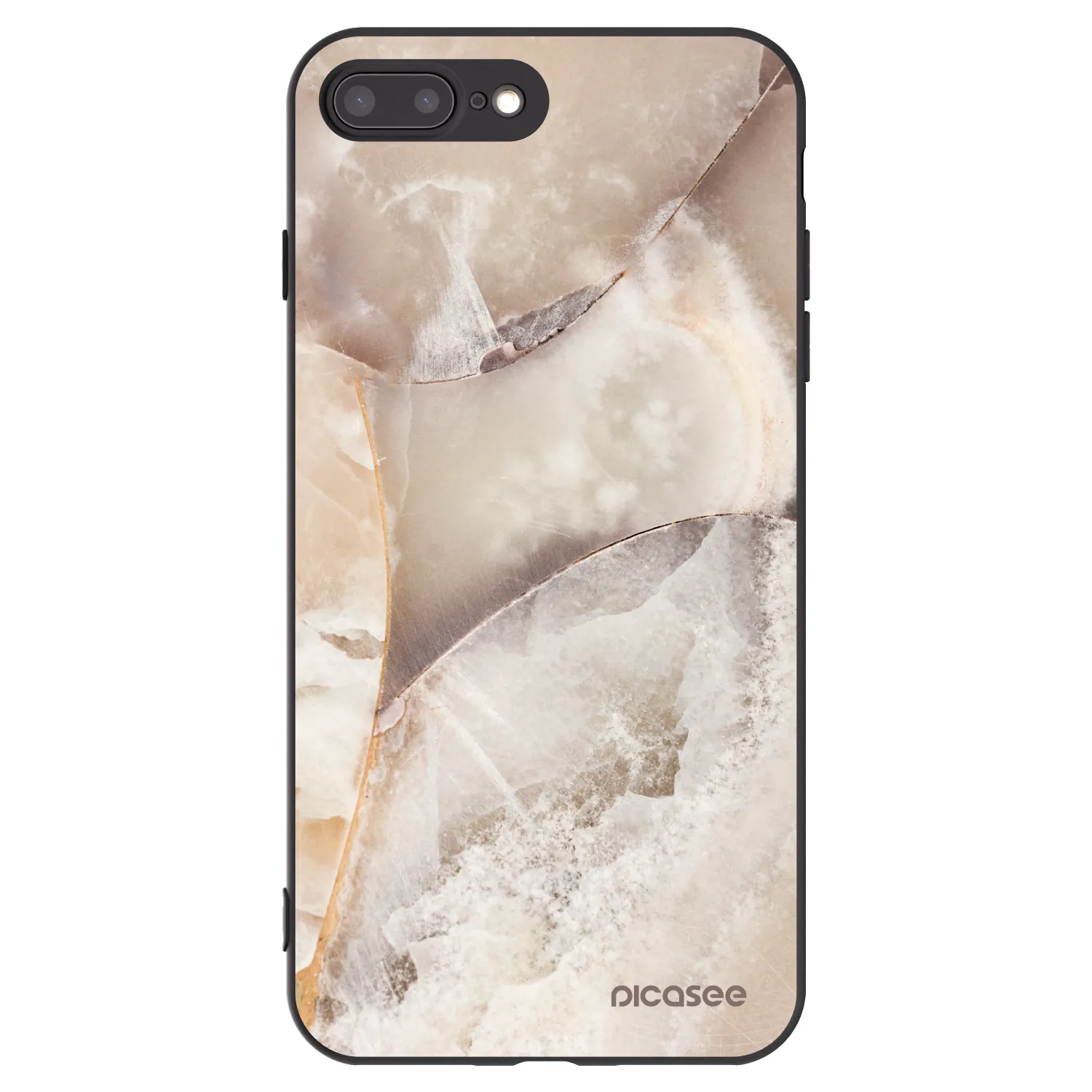 Picasee silikonový černý obal pro Apple iPhone 7 Plus - Cream marble