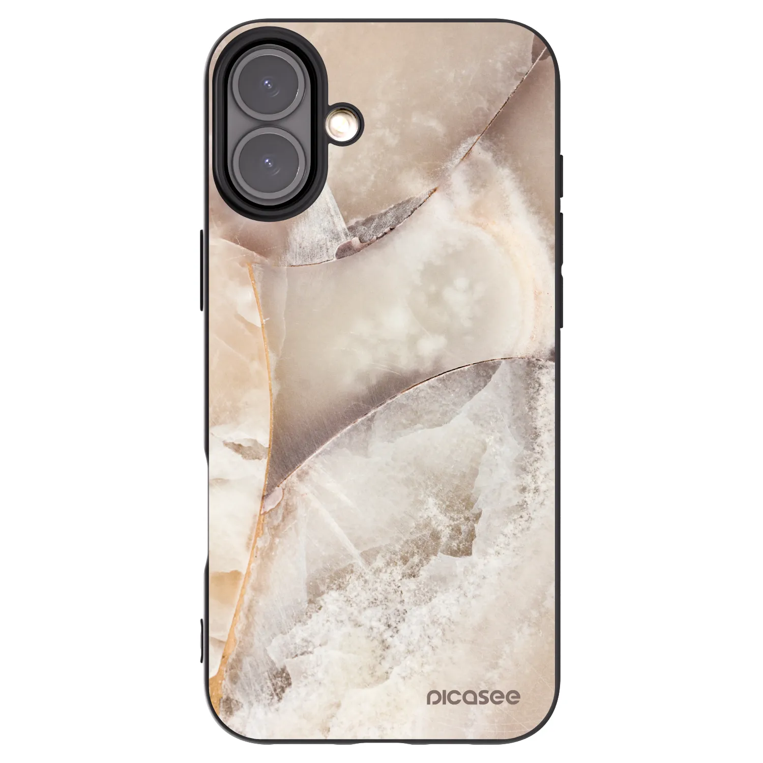 Picasee silikonový černý obal pro Apple iPhone 16 Plus - Cream marble