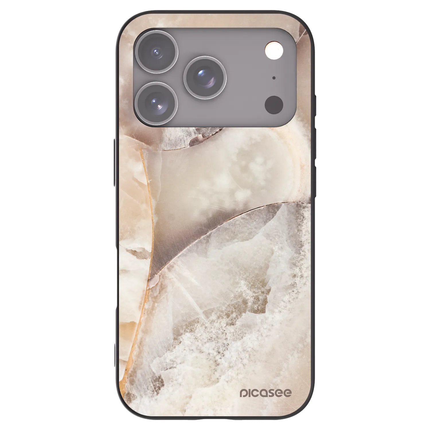 Picasee silikonový černý obal pro Apple iPhone 17 Pro - Cream marble