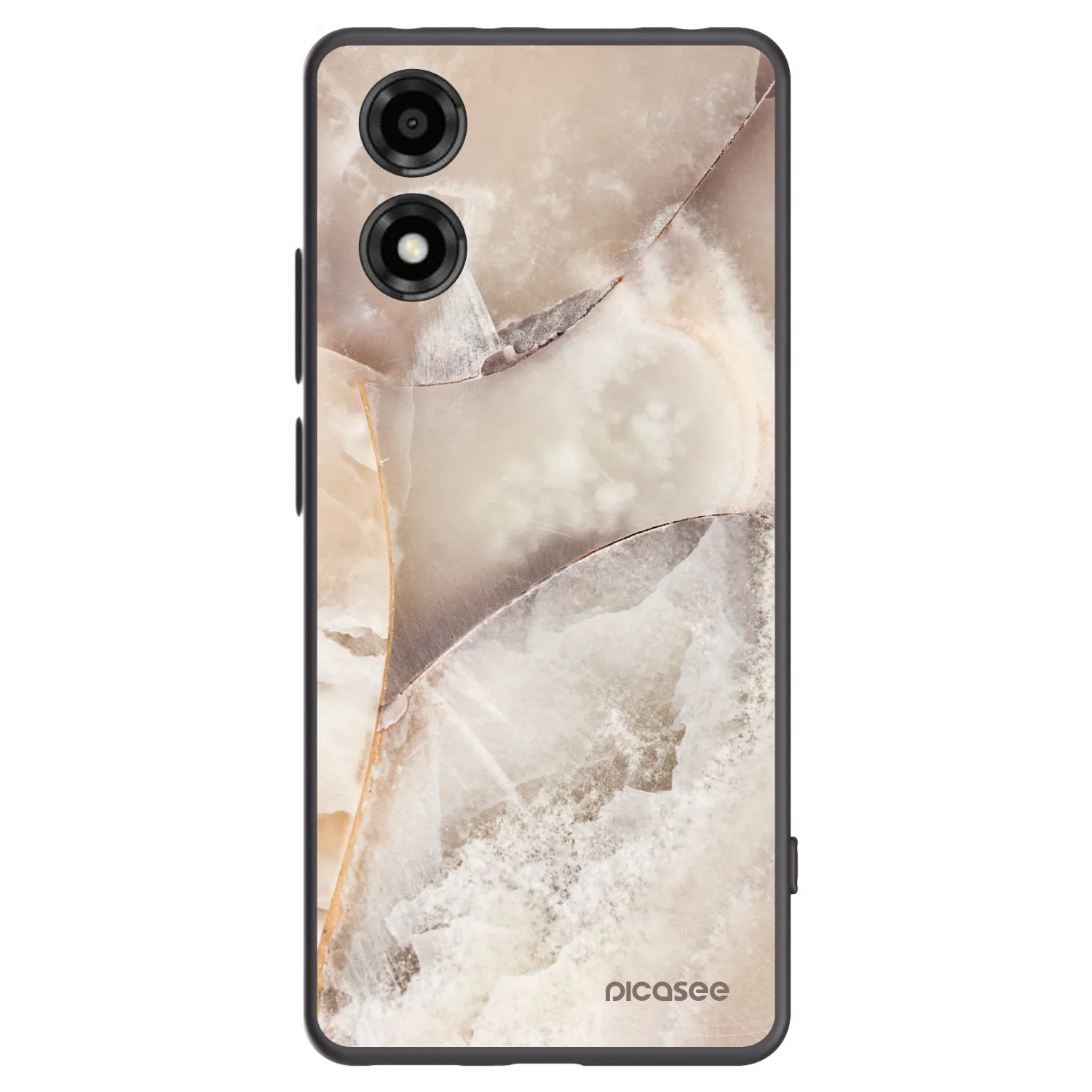 Picasee silikonový černý obal pro Motorola Moto E14 - Cream marble