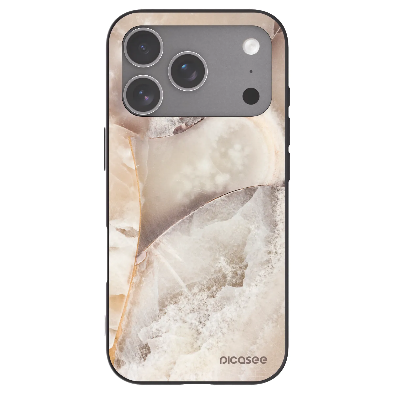 Picasee silikonový černý obal pro Apple iPhone 18 Pro - Cream marble