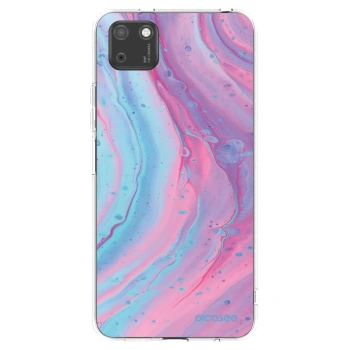 Picasee silikonový průhledný obal pro Huawei Y5P - Pink liquid