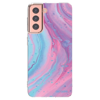 Picasee silikonový průhledný obal pro Samsung Galaxy S21 5G G991B - Pink liquid