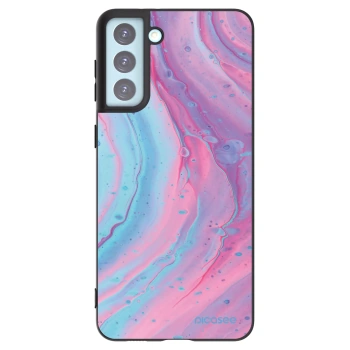 Picasee silikonový černý obal pro Samsung Galaxy S21+ 5G G996F - Pink liquid