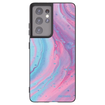 Picasee silikonový černý obal pro Samsung Galaxy S21 Ultra 5G G998B - Pink liquid