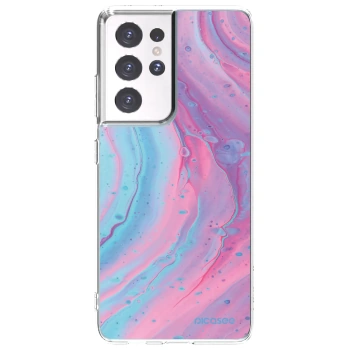 Picasee silikonový průhledný obal pro Samsung Galaxy S21 Ultra 5G G998B - Pink liquid