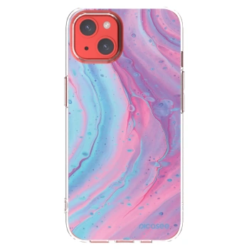 Picasee silikonový průhledný obal pro Apple iPhone 13 - Pink liquid
