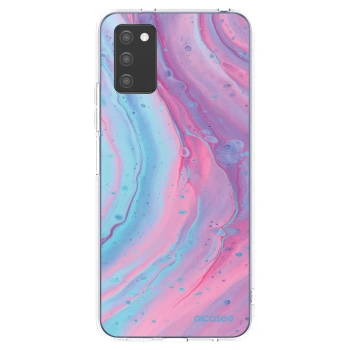 Picasee silikonový průhledný obal pro Samsung Galaxy A02s A025G - Pink liquid