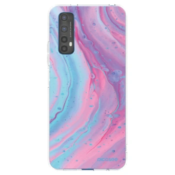 Picasee silikonový průhledný obal pro Realme 7 - Pink liquid