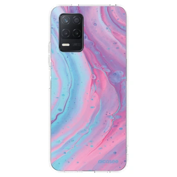 Picasee silikonový průhledný obal pro Realme 8 5G - Pink liquid