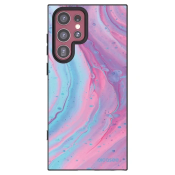 Picasee silikonový černý obal pro Samsung Galaxy S22 Ultra 5G - Pink liquid