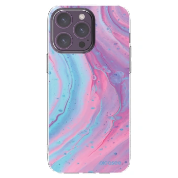Picasee silikonový průhledný obal pro Apple iPhone 14 Pro Max - Pink liquid