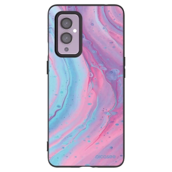 Picasee silikonový černý obal pro OnePlus 9 - Pink liquid