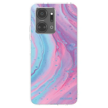 Picasee silikonový průhledný obal pro Honor X7a - Pink liquid