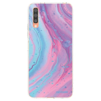 Picasee silikonový průhledný obal pro Samsung Galaxy A70 A705F - Pink liquid