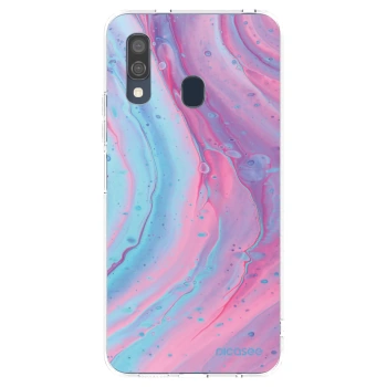 Picasee silikonový průhledný obal pro Samsung Galaxy A40 A405F - Pink liquid