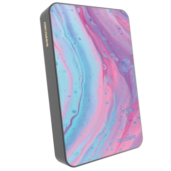 Picasee Powerbanka s MagSafe 10 000 mAh Šedá - Pink liquid
