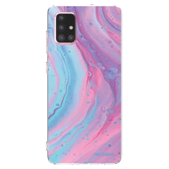 Picasee silikonový průhledný obal pro Samsung Galaxy A71 A715F - Pink liquid