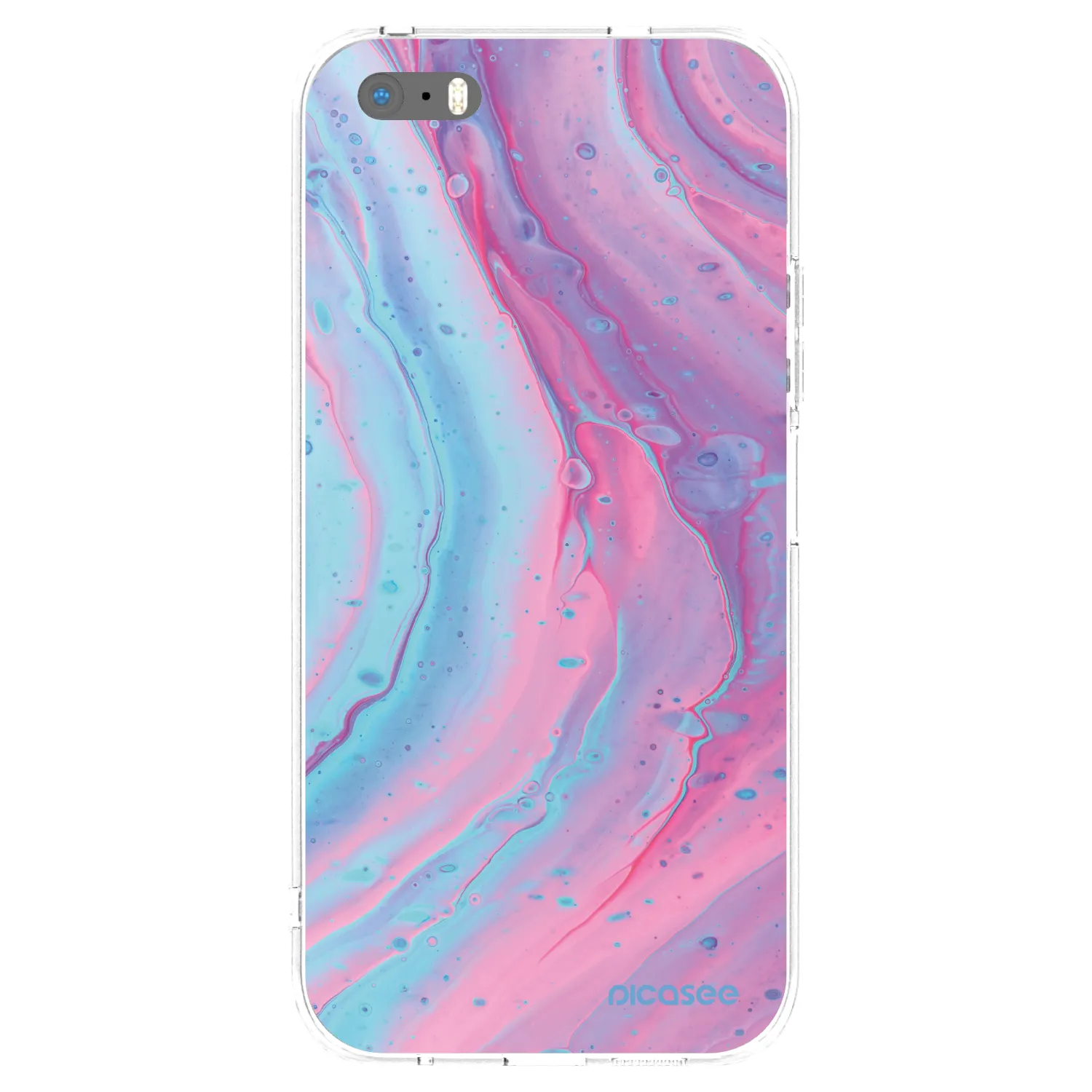 Picasee silikonový průhledný obal pro Apple iPhone 5/5S/SE - Pink liquid