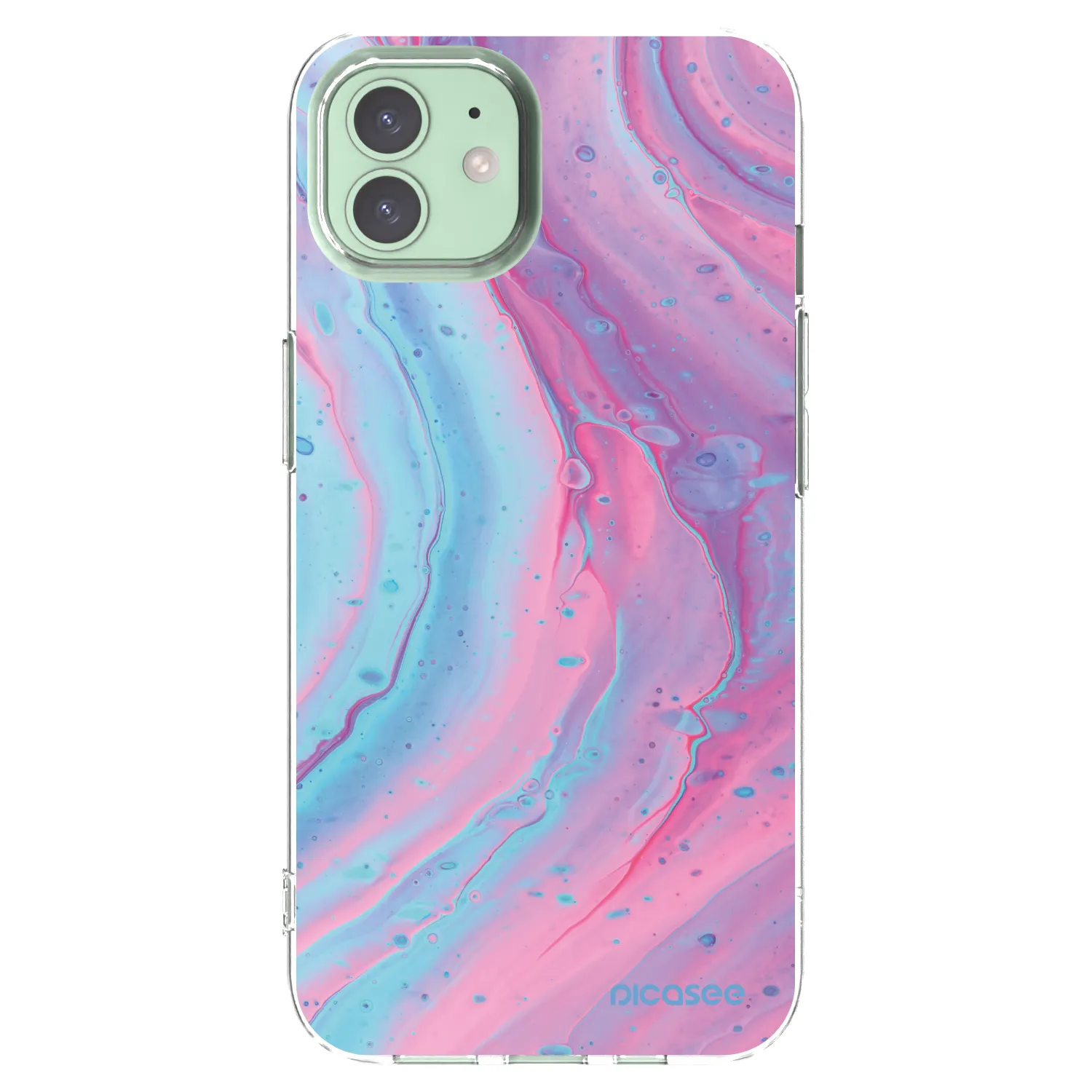 Picasee silikonový průhledný obal pro Apple iPhone 12 Pro - Pink liquid