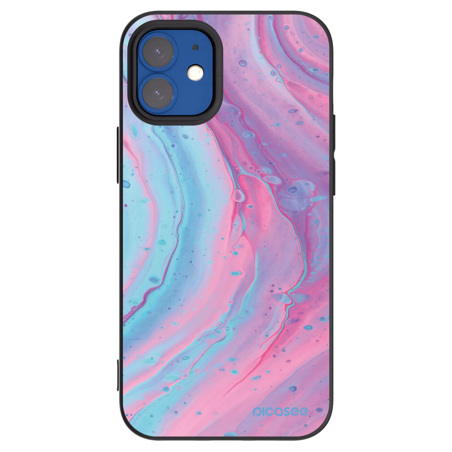 Picasee silikonový černý obal pro Apple iPhone 12 mini - Pink liquid