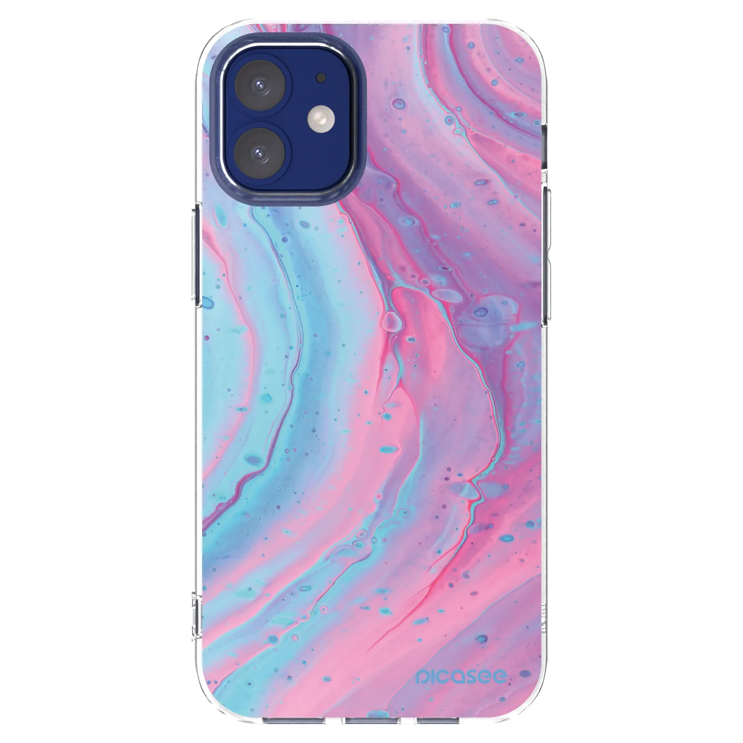 Picasee silikonový průhledný obal pro Apple iPhone 12 mini - Pink liquid