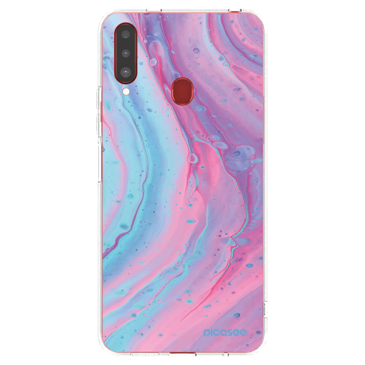 Picasee silikonový průhledný obal pro Samsung Galaxy A20s - Pink liquid
