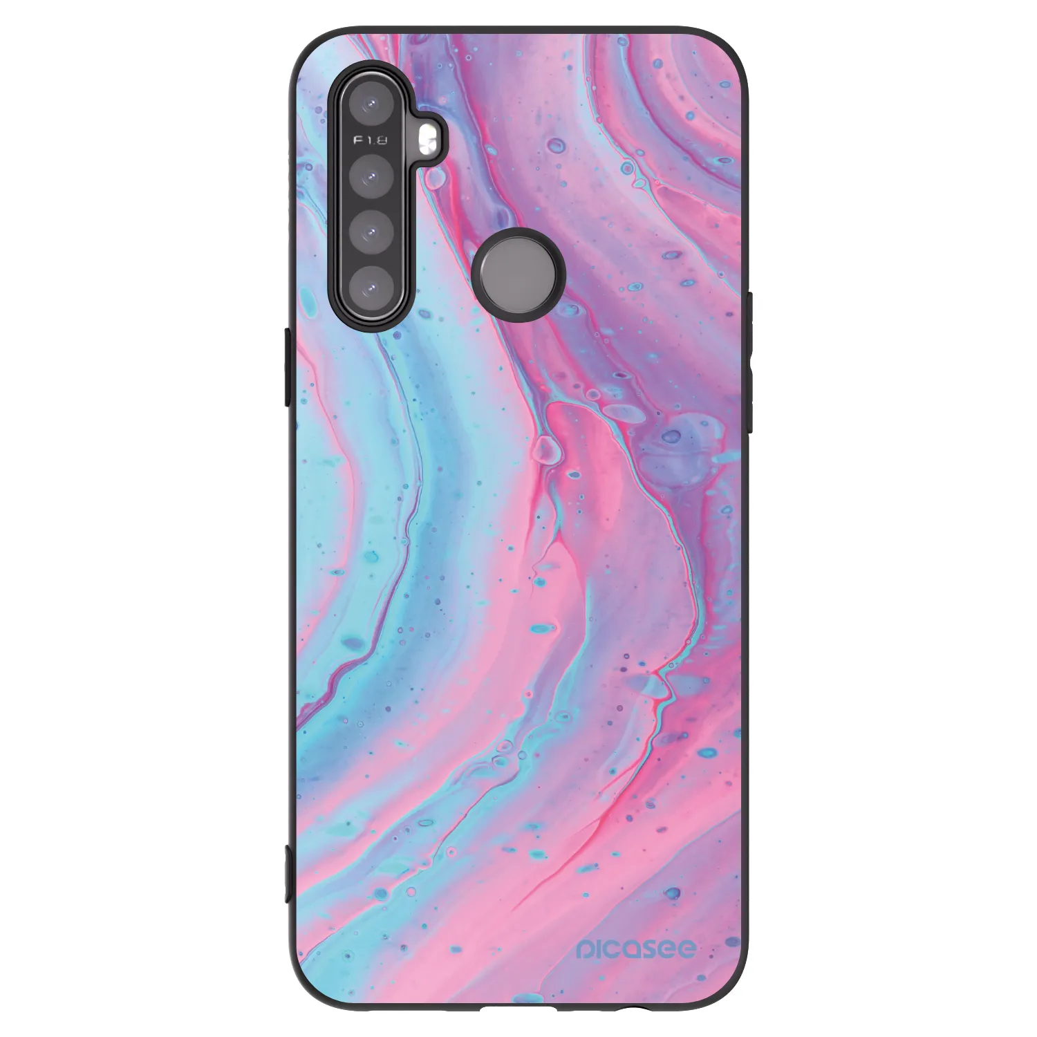 Picasee silikonový černý obal pro Realme 6i - Pink liquid
