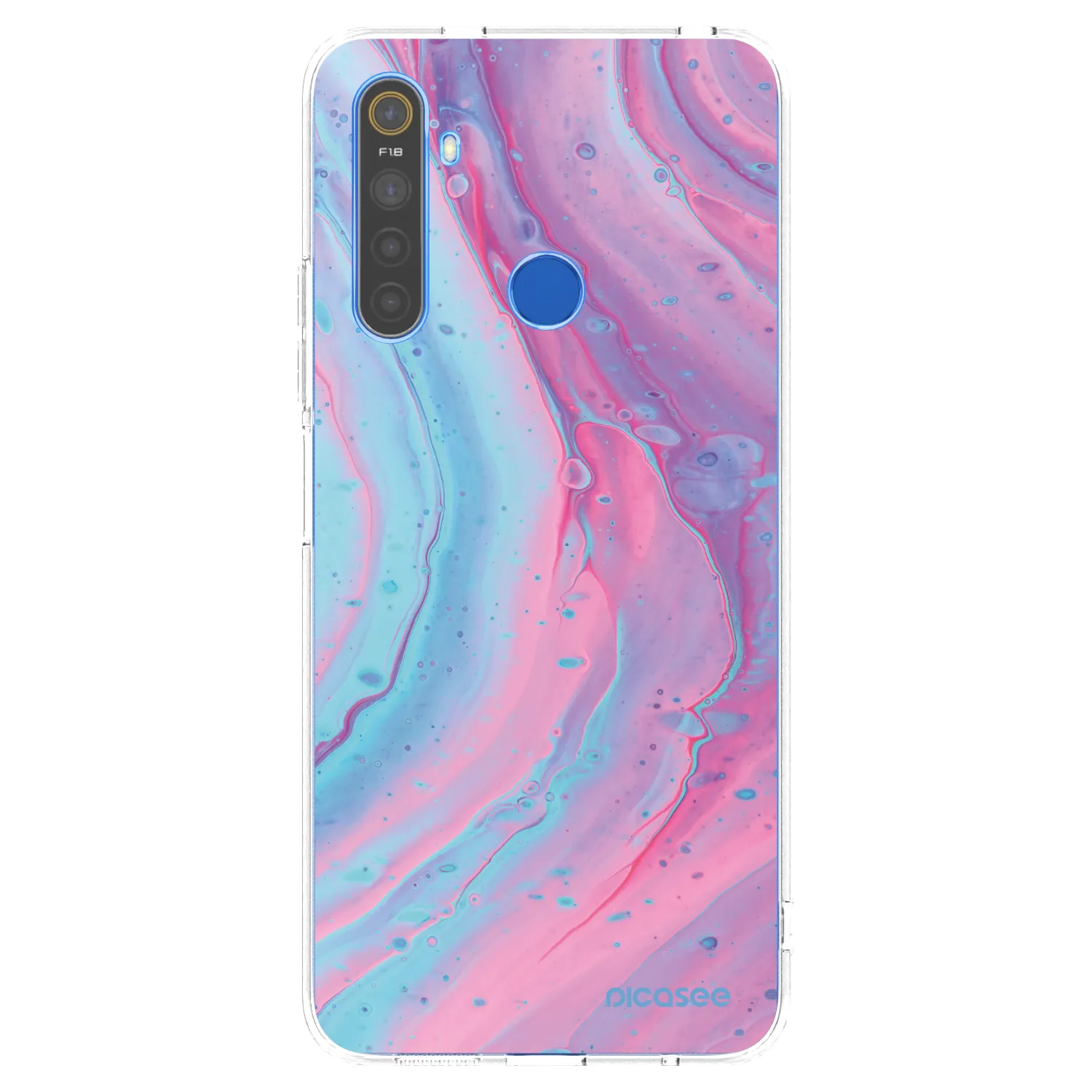 Picasee silikonový průhledný obal pro Realme 5 - Pink liquid