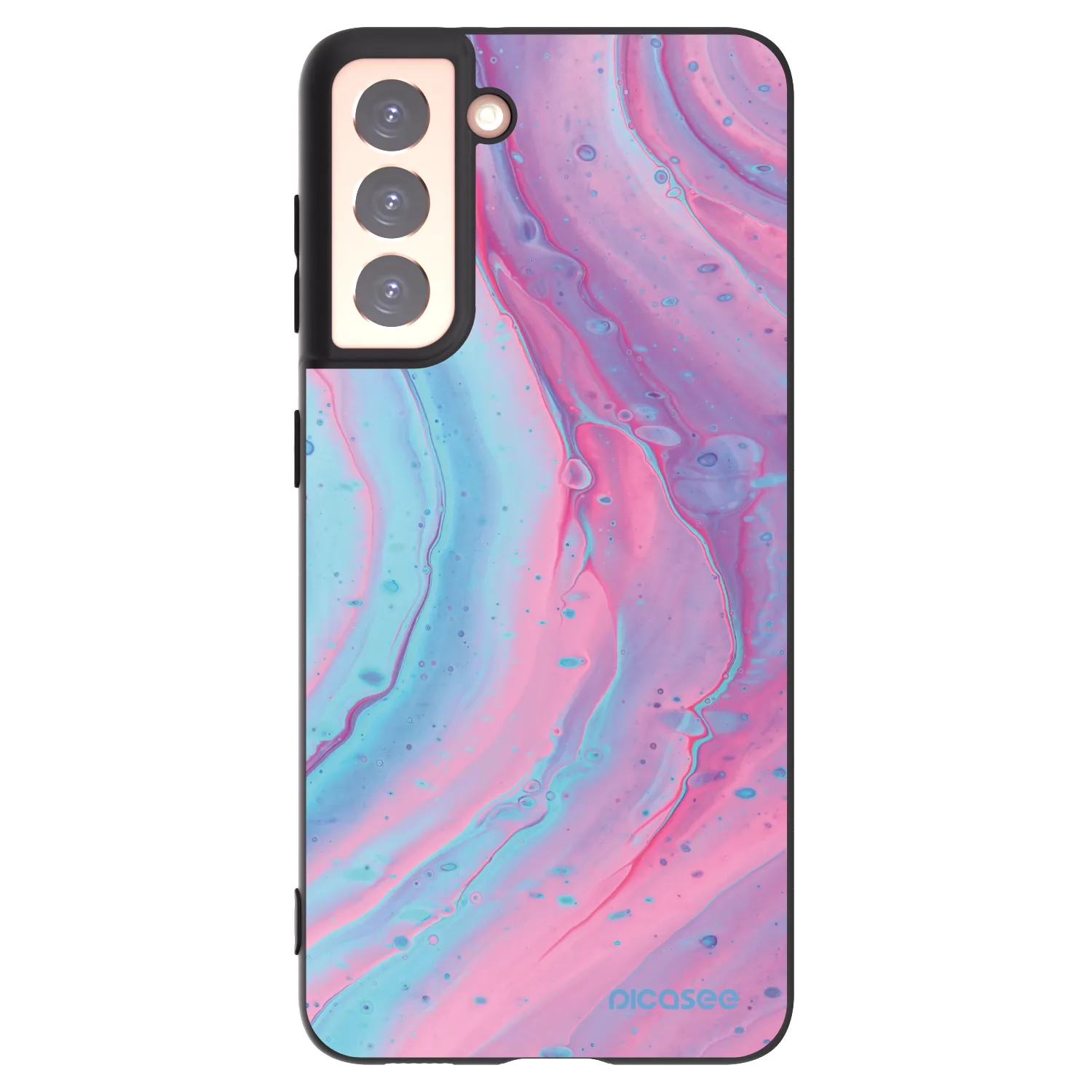 Picasee silikonový černý obal pro Samsung Galaxy S21 5G G991B - Pink liquid
