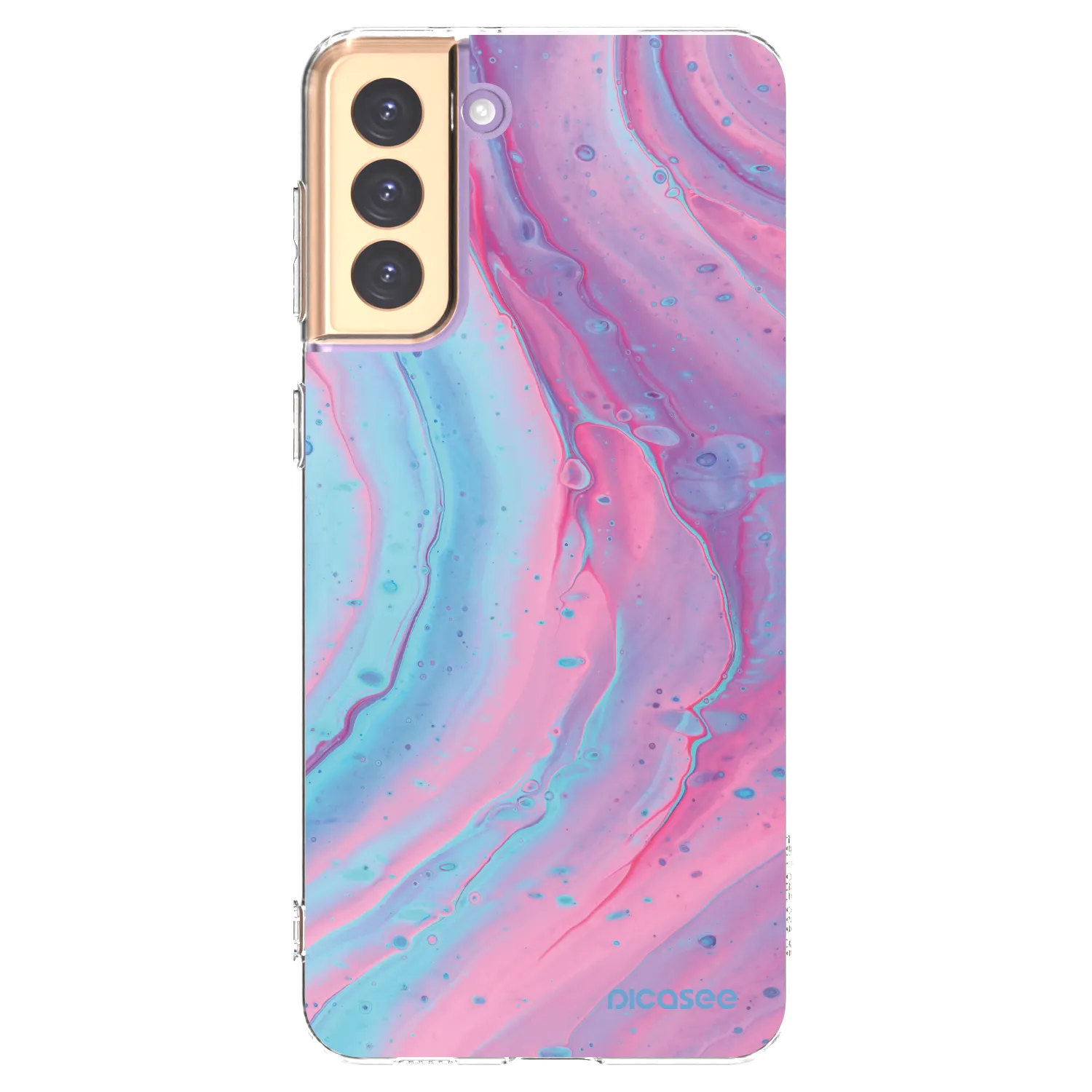Picasee silikonový průhledný obal pro Samsung Galaxy S21+ 5G G996F - Pink liquid