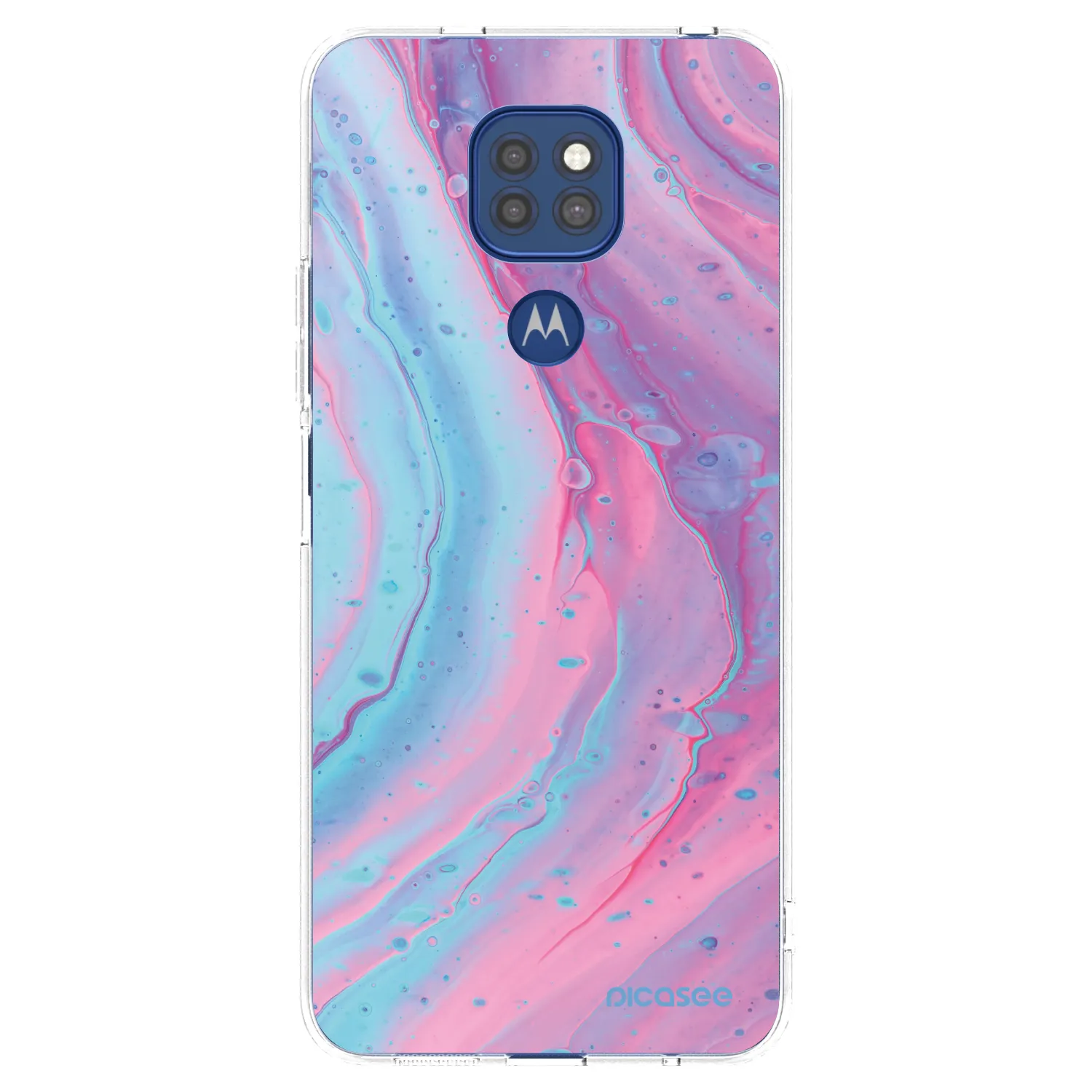 Picasee silikonový průhledný obal pro Motorola Moto G9 Play - Pink liquid